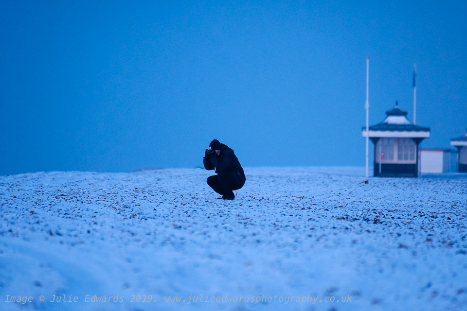 UK Weather: Snowy and icy seafront at Worthing, West Sussex